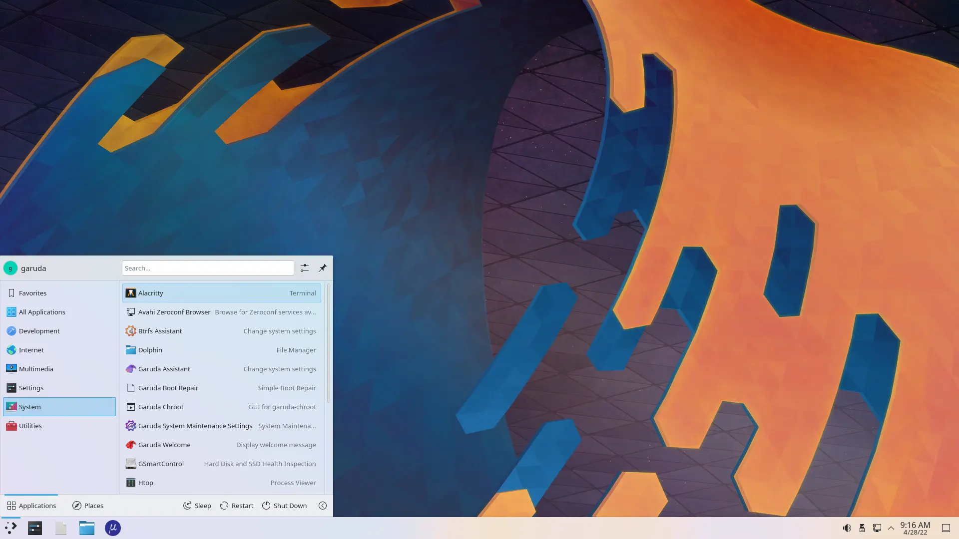 Garuda Linux KDE lite